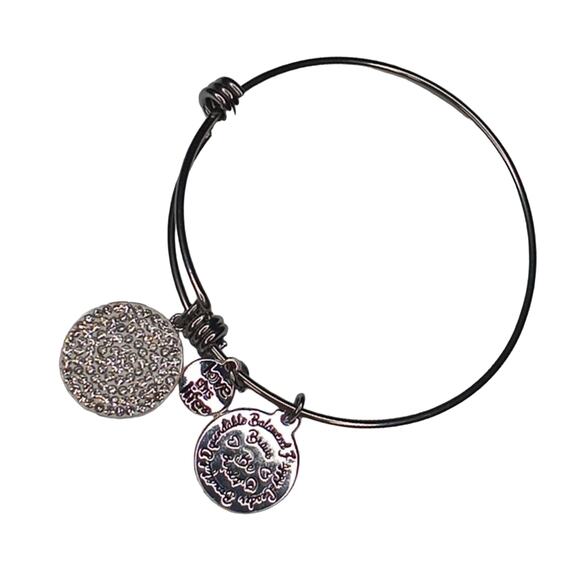 Love This Life Stainless Steel Expandable Be Outstanding Pave Charm Bracelet - Picture 1 of 4